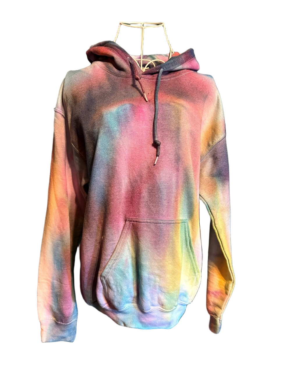 Multicolor Tie-Dye Hoodie - Rainbow Pastel Wash